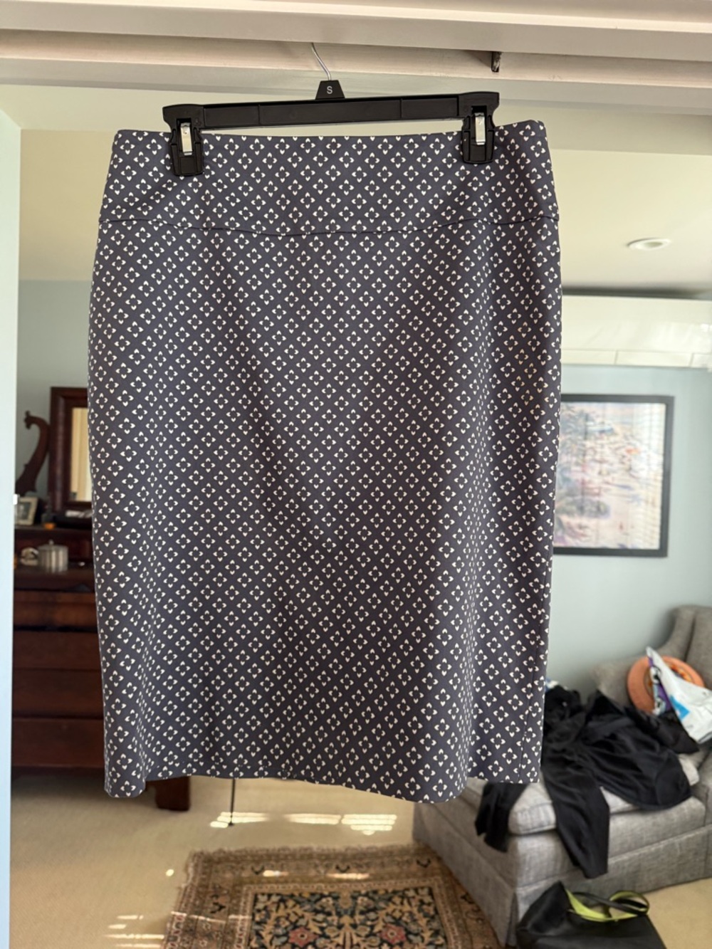 Peserico Gray and White Italian Designer Pencil Skirt